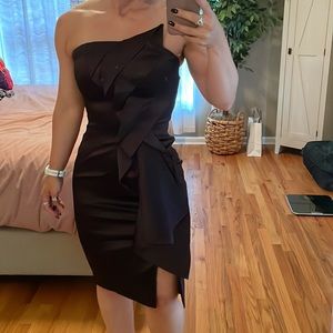 ❌SOLD🚫Karen Millen Satin Eggplant Purple Strapless Dress 6